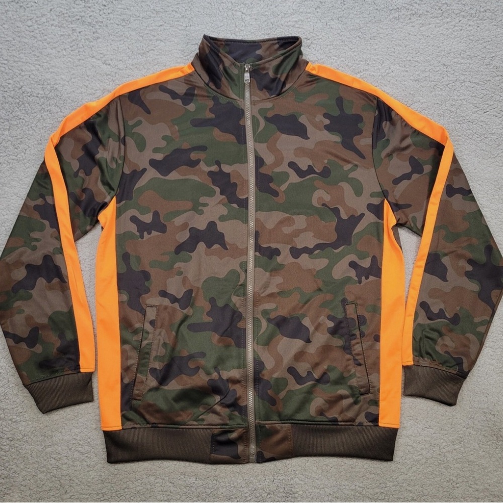 Rebel minds Men's Camouflage Field Jacket with Orange Highlights xl